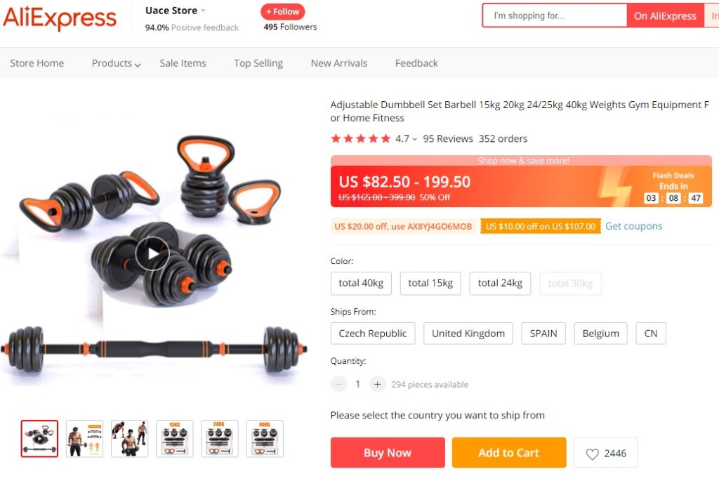 Adjustable dumbbell set high-ticket dropshipping product
