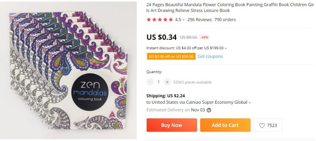 Adult coloring books dropshipping product idea