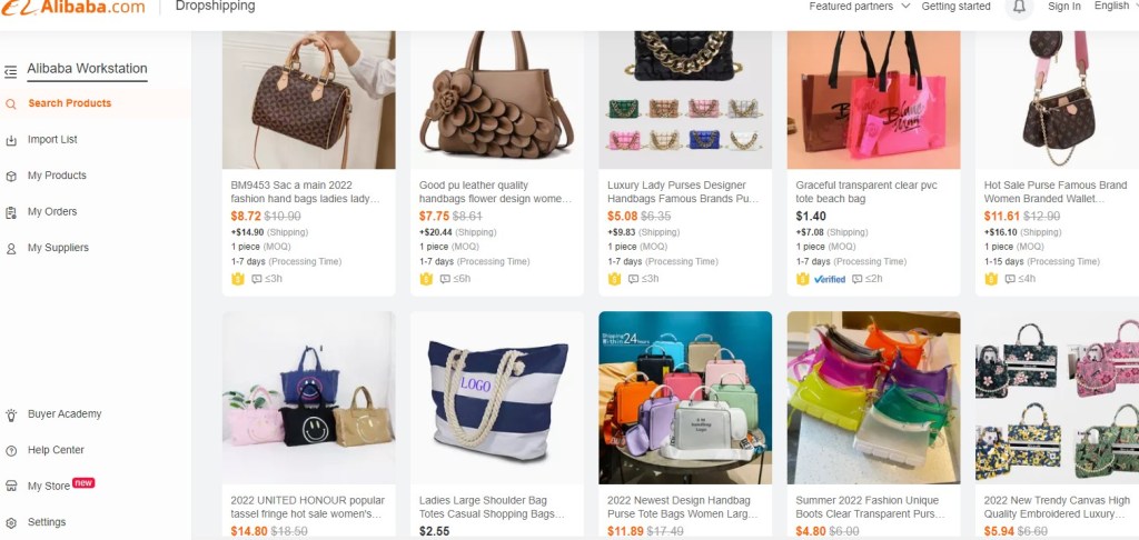Alibaba tote bag, handbag, purse, & wallet dropshipping supplier