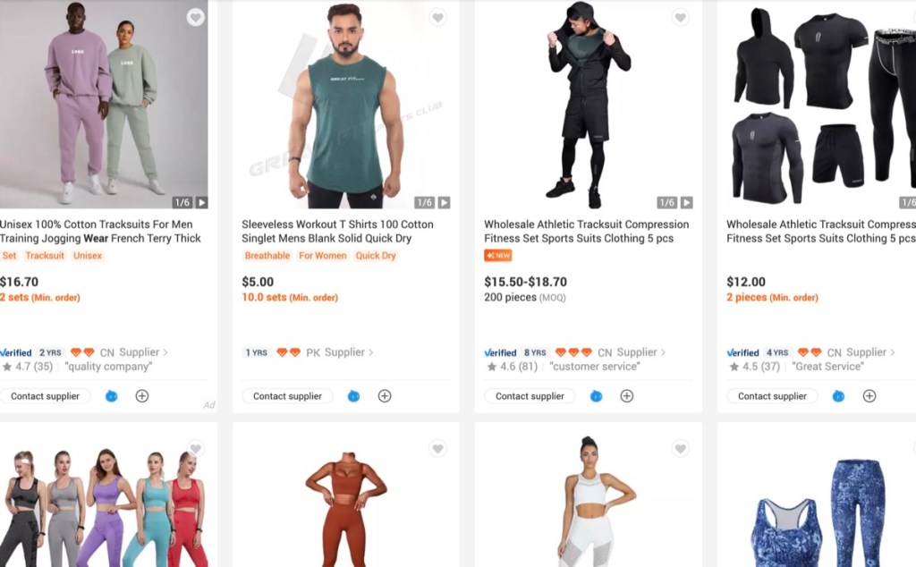 Alibaba wholesale blank athletic clothing & fitness apparel distributor