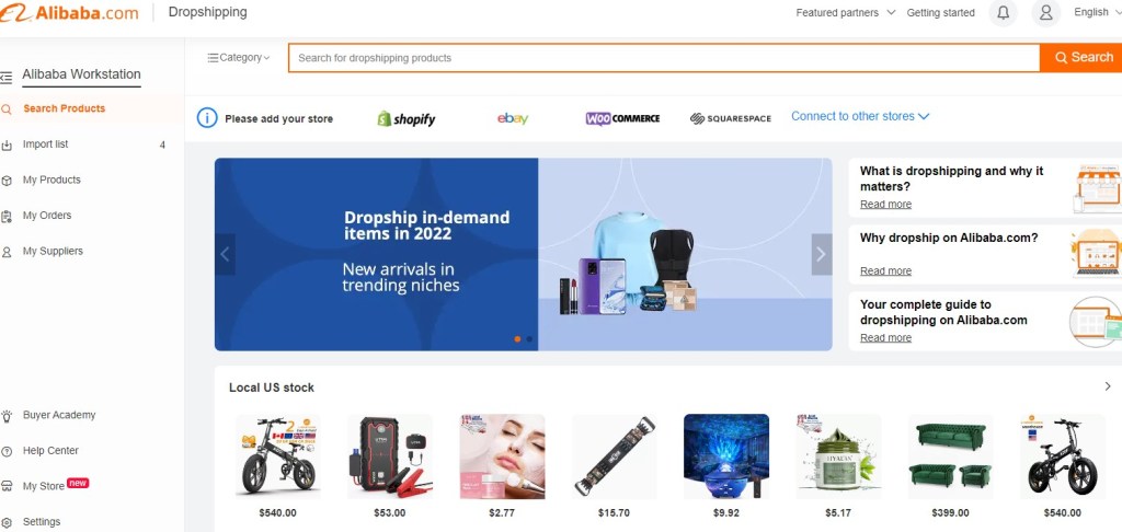 Alibaba Ecwid dropshipping app & supplier