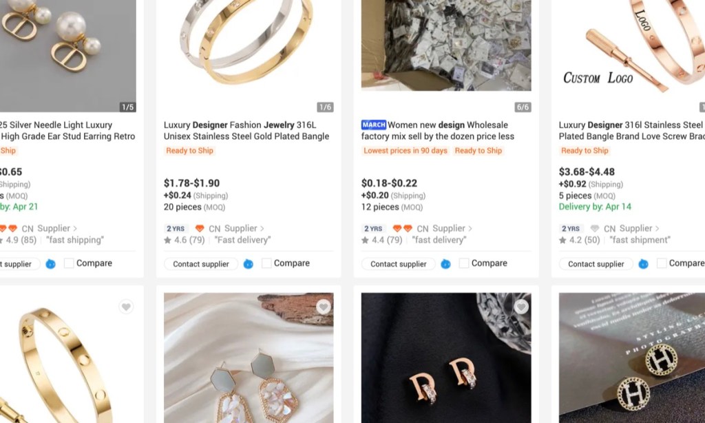 Alibaba wholesale designer-inspired jewelry supplier