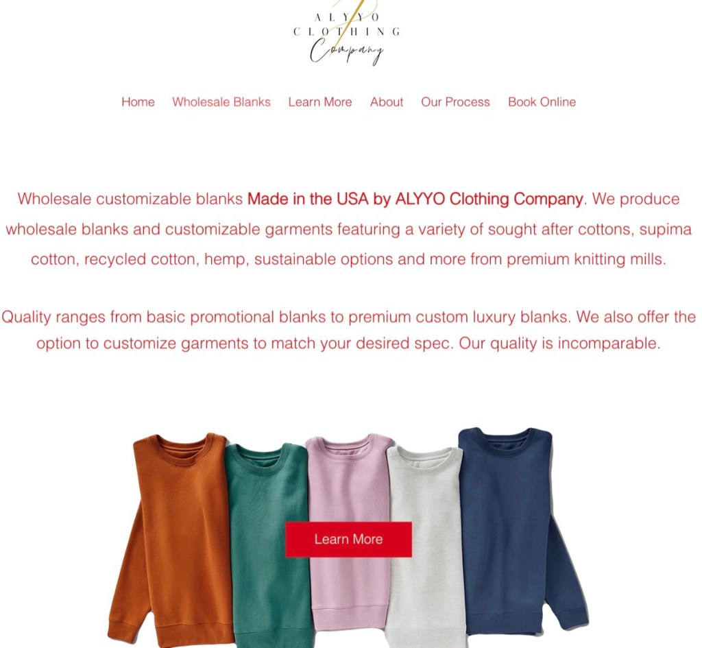 ALYYO Clothing Co custom knitwear manufacturer in the USA