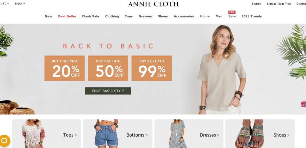 Annie Cloth clothing dropshipping store