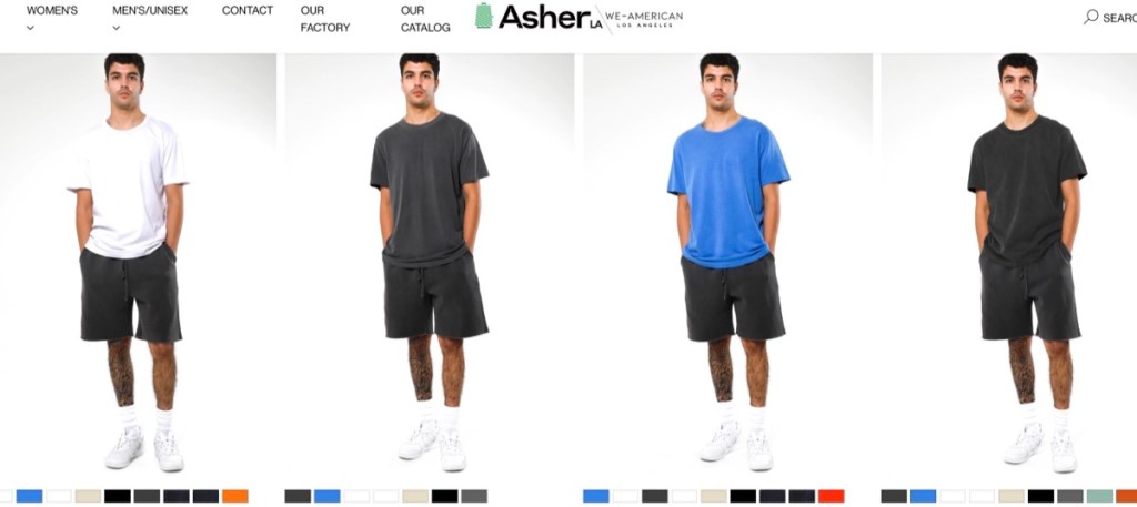 Asher LA wholesale blank t-shirt supplier in Los Angeles, California