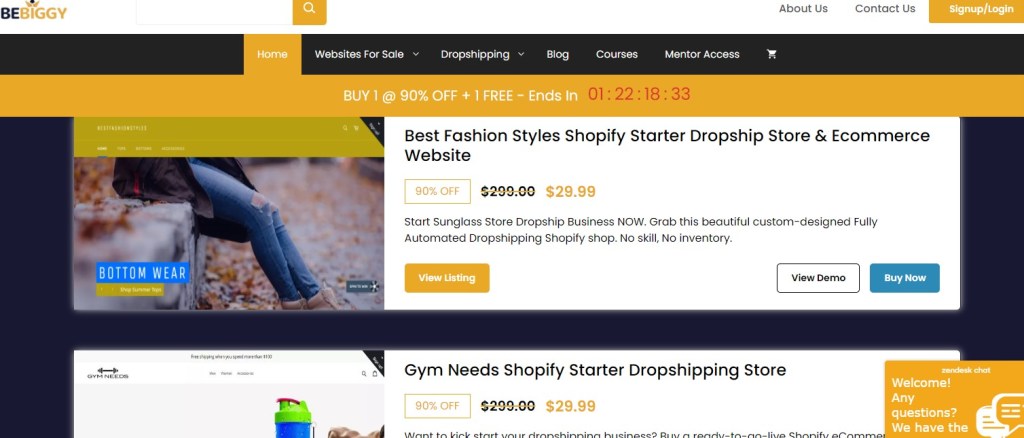 BeBiggy prebuilt Shopify dropshipping stores for sale