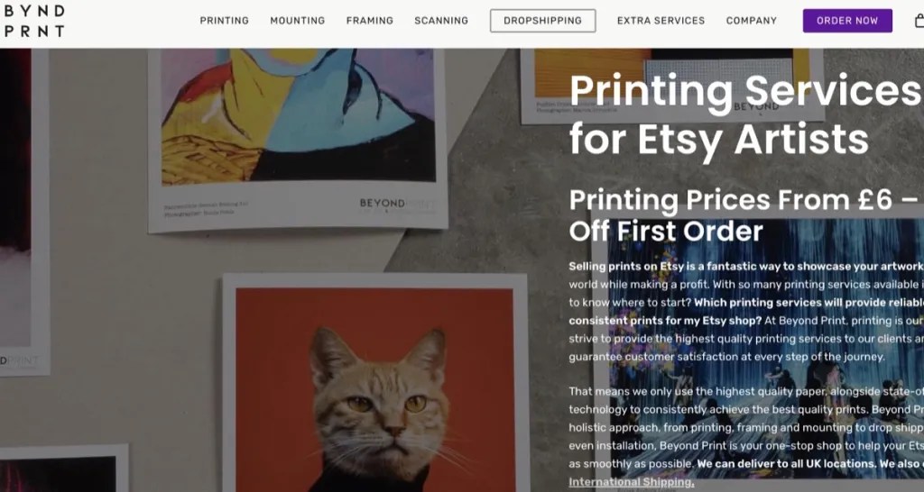 BeyondPrint print-on-demand supplier in the UK for Etsy