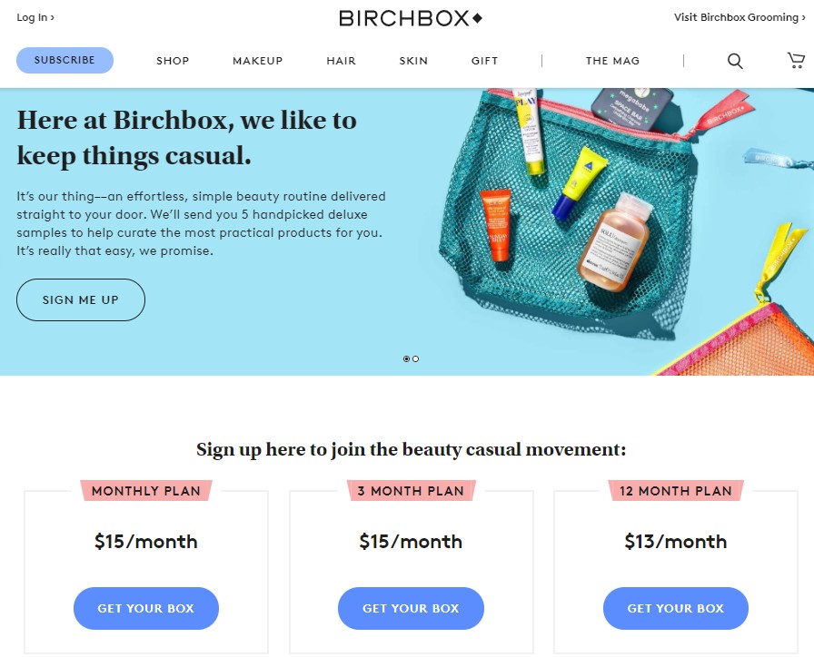 BirchBox using the subscription model