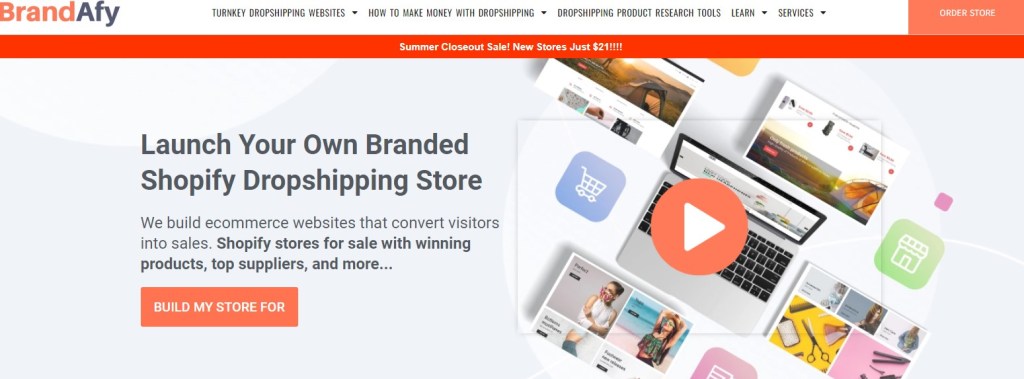 Brandafy prebuilt Shopify dropshipping stores for sale