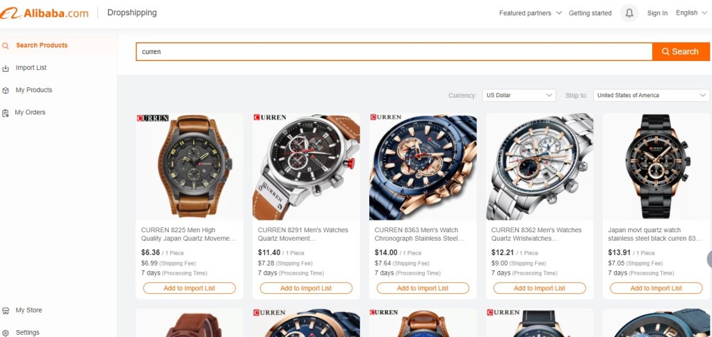 Branded dropshipping products on Alibaba