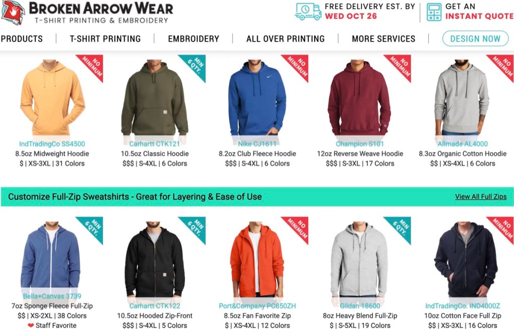 Broken Arrow Wear cheap online custom hoodie & sweatshirt printing service & company