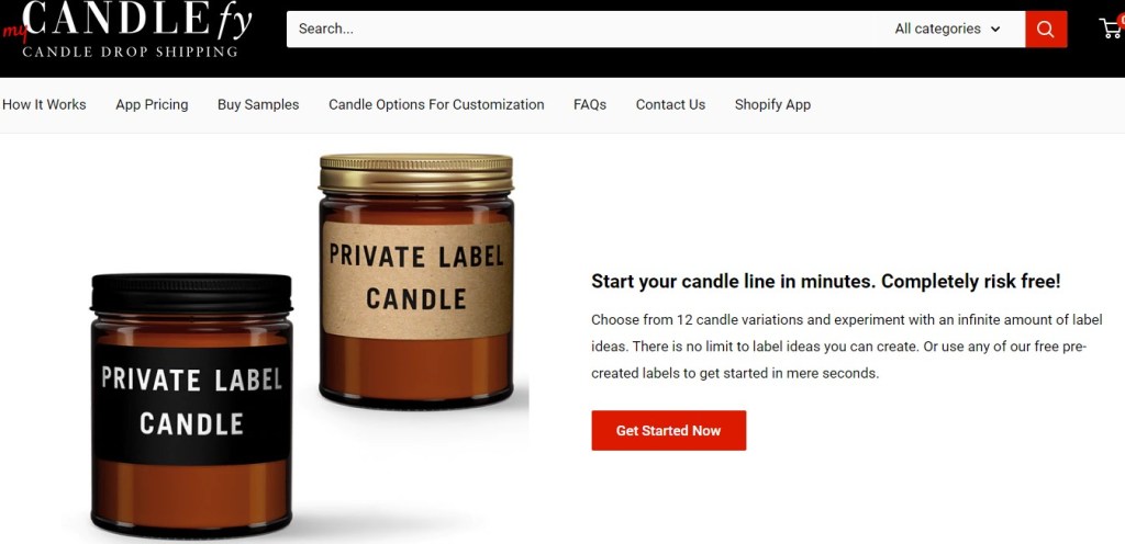 Candlefy print-on-demand dropshipping company