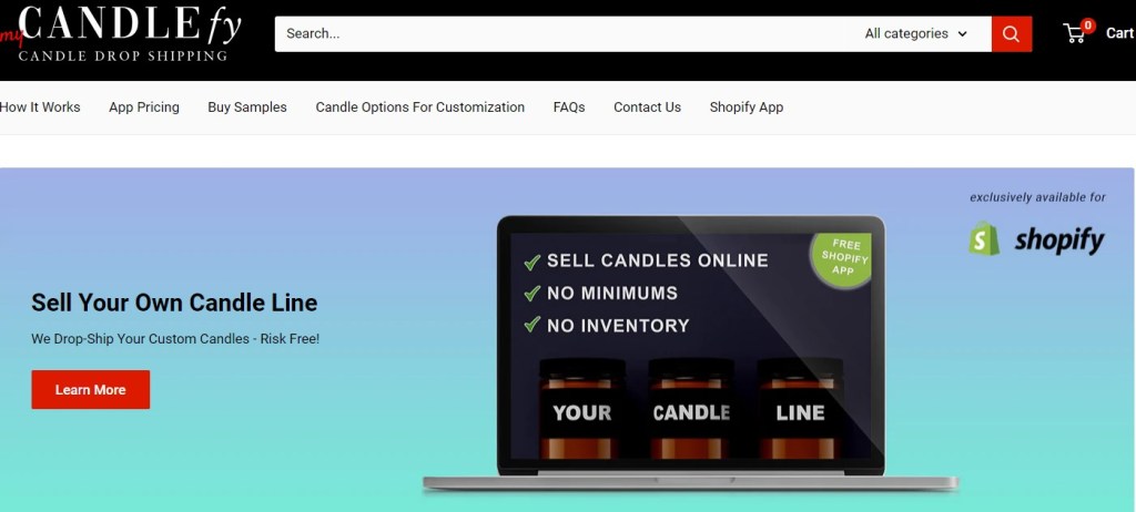 Candlefy Shopify print-on-demand app