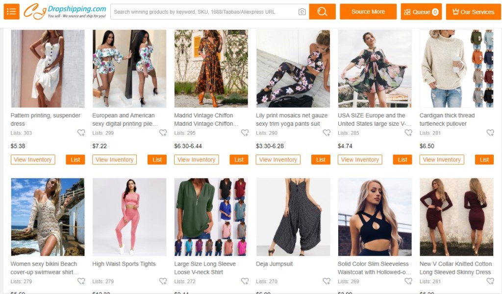 Clothing dropshipping products on CJDropshipping