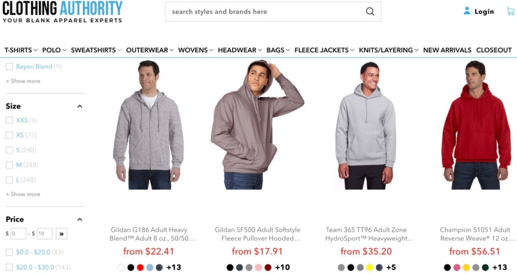 Clothing Authority blank hoodie & sweatshirt bulk wholesale supplier