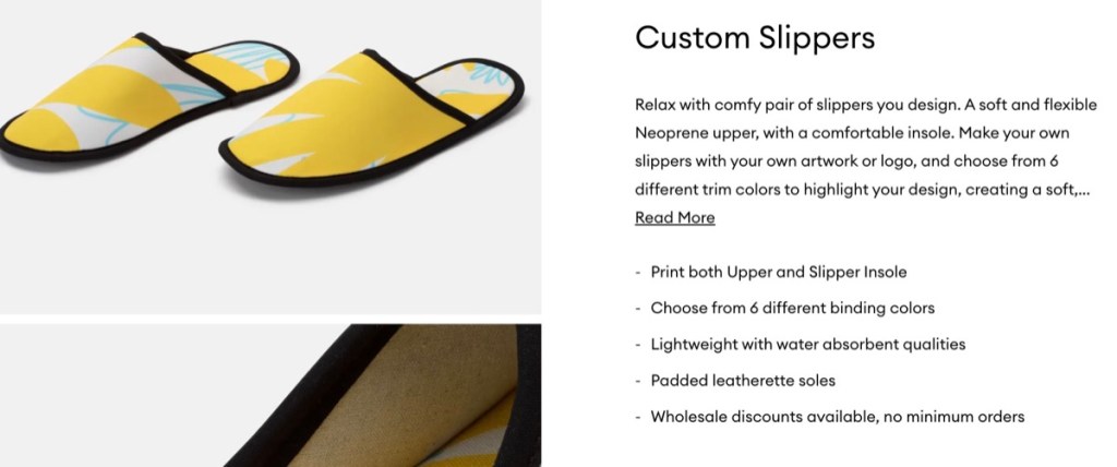 Contrado slippers print-on-demand supplier