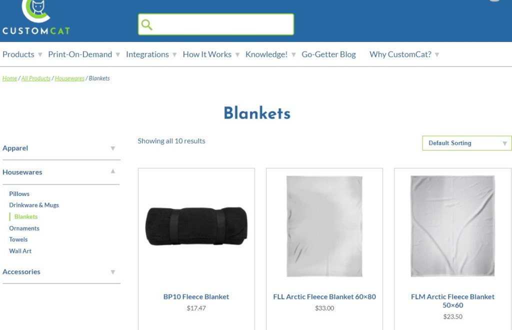 CustomCat bedding & blanket print-on-demand company