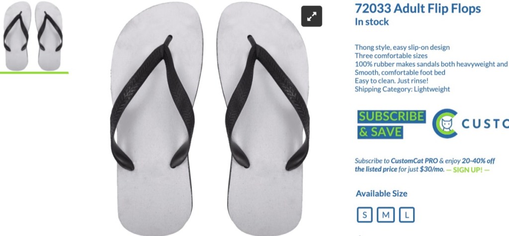 CustomCat custom flip flops print-on-demand supplier
