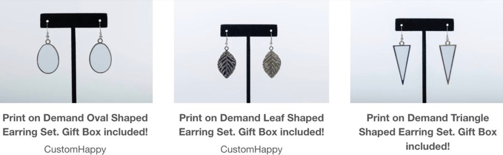 CustomHappy custom earrings print-on-demand supplier