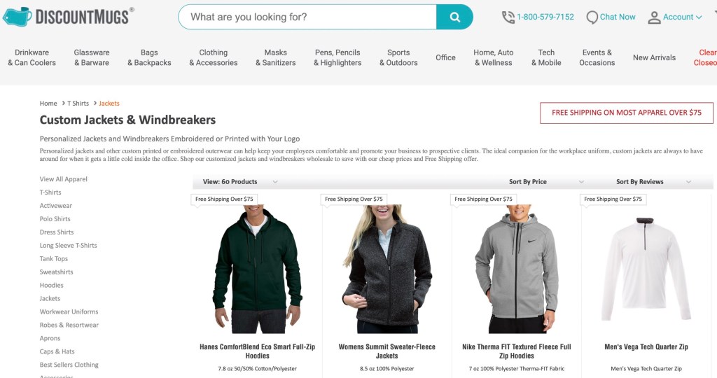 DiscountMugs online custom jacket printing service & company