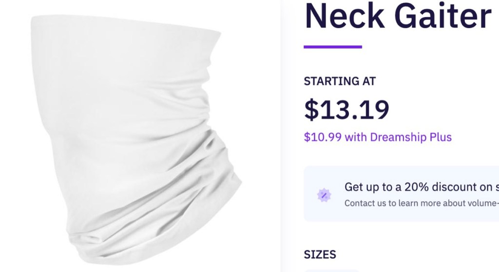 Dreamship custom neck gaiter print-on-demand supplier