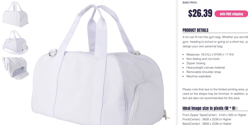 DropshipCN custom gym bag & duffle bag print-on-demand supplier
