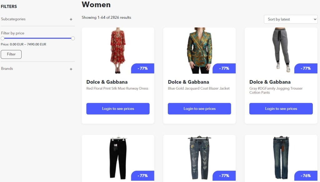 Clothing dropshipping products on BrandsGateWay