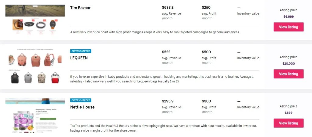 Flipping dropshipping stores on ExchangeMarketplace to make money