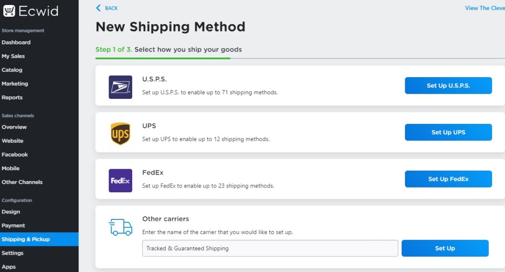 Ecwid shipping methods