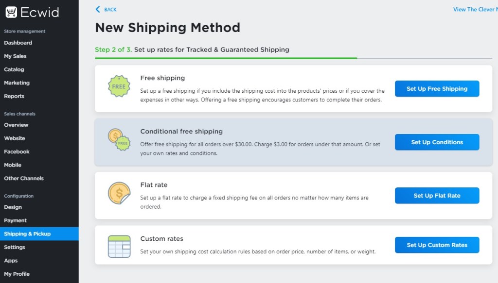 Ecwid shipping rate options