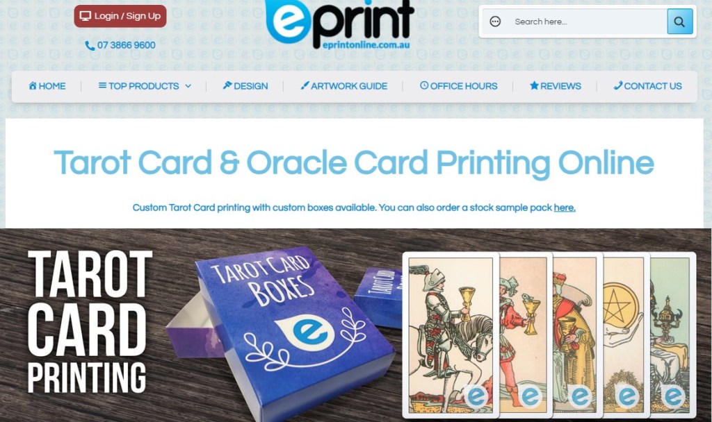 EPrint Online affirmation deck & tarot oracle card print-on-demand company