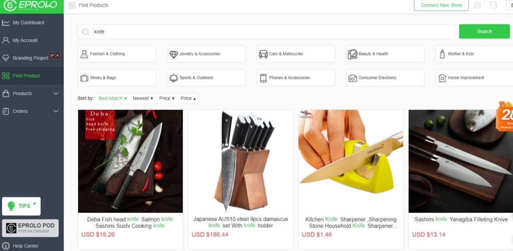 EPROLO knife dropshipping supplier