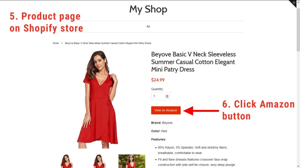 Example Amazon product on a Shopify store