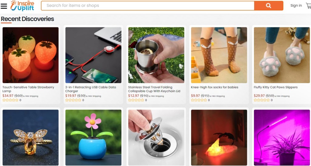 An example store dropshipping tangible products