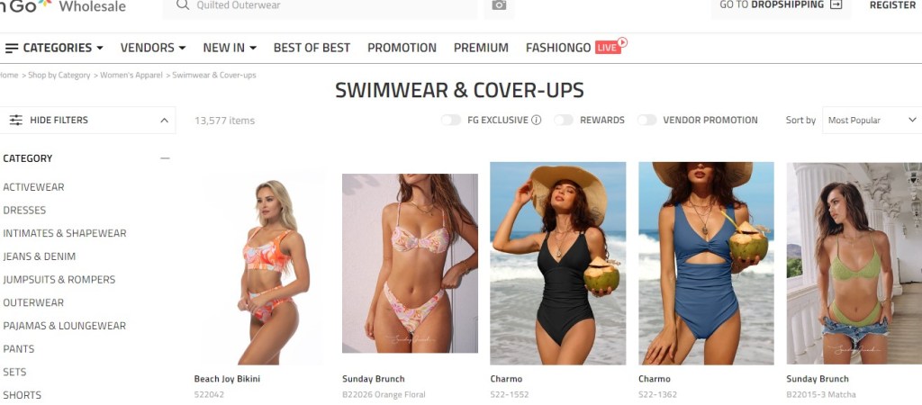 FashionGo swimwear & bikinis dropshipping supplier