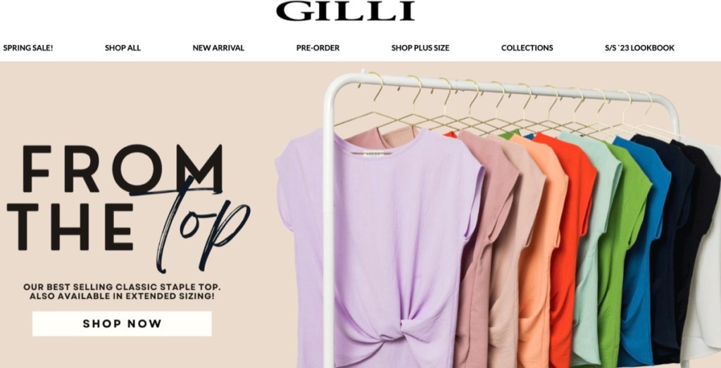 Gilli Clothing wholesale clothing vendor in Los Angeles