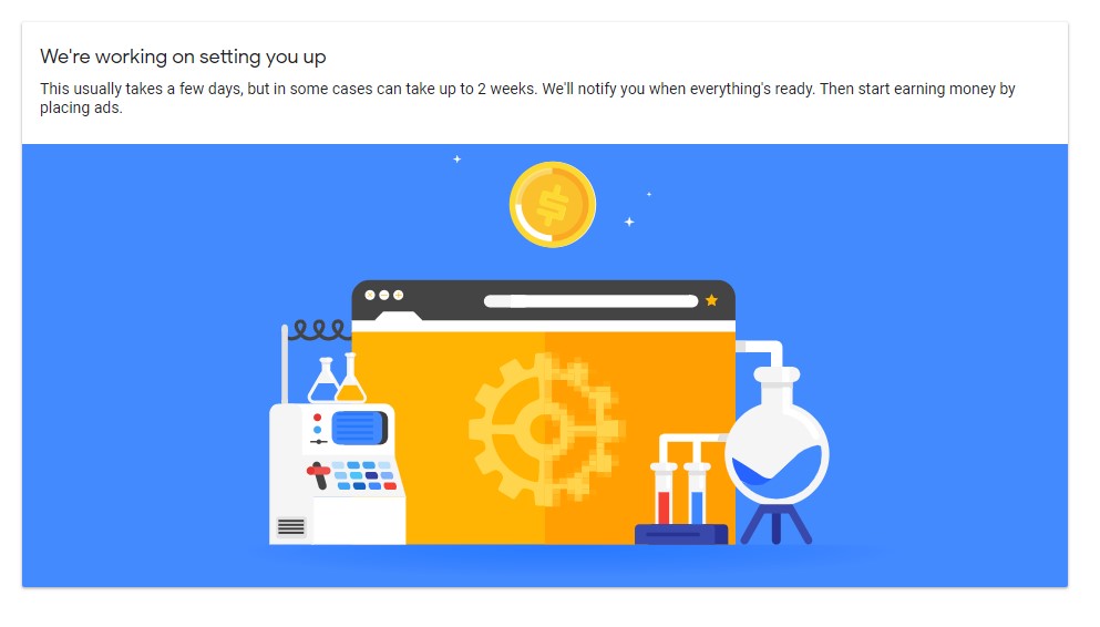Google AdSense setting up message
