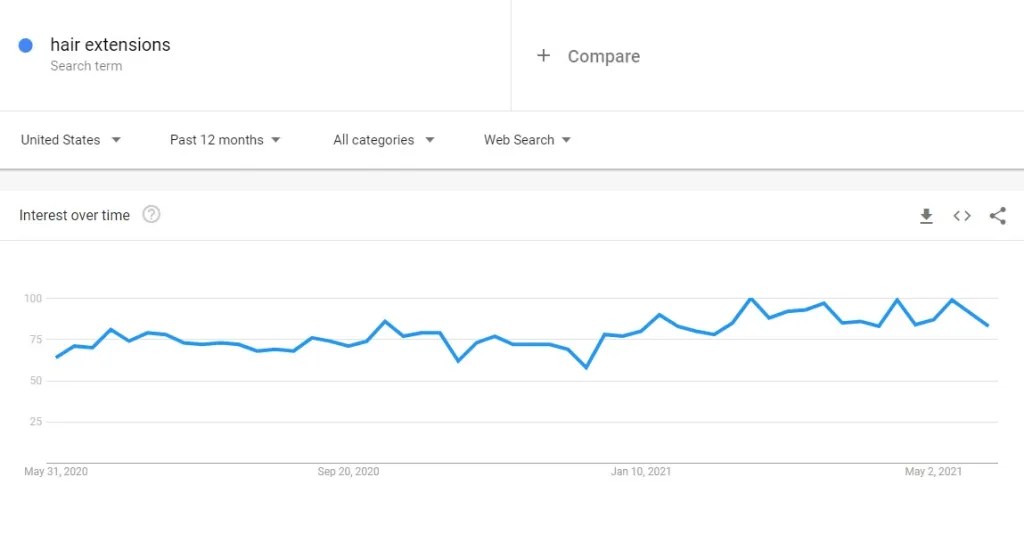 Google Trends for Hair Extensions in the US