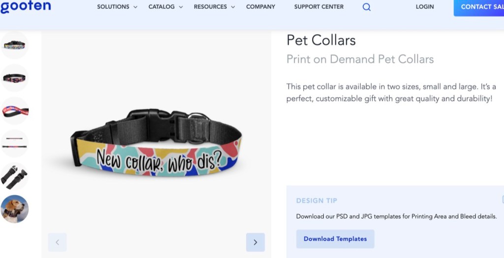 Gooten custom dog collar print-on-demand supplier