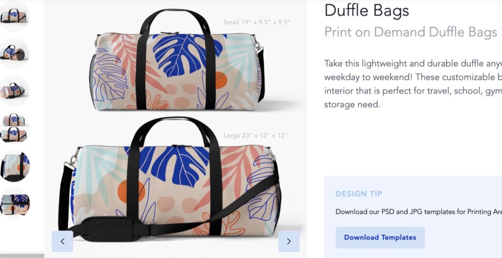 Gooten custom gym bag & duffle bag print-on-demand supplier