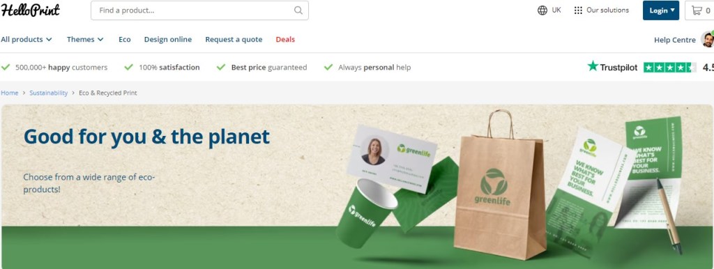HelloPrint eco-friendly & green sustainable printing company