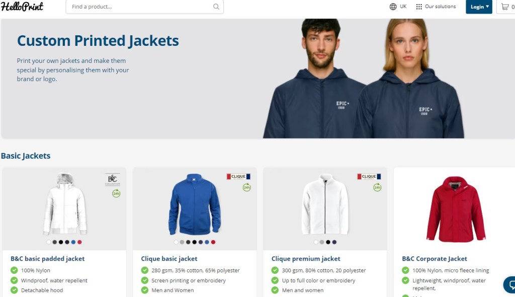 HelloPrint online custom jacket printing service & company
