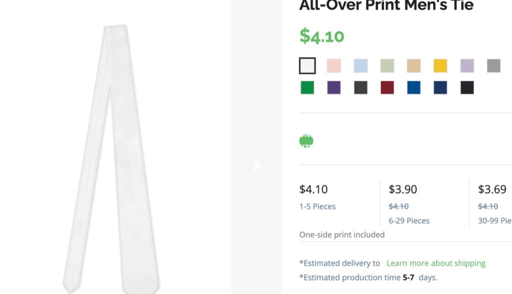 HugePOD necktie print-on-demand supplier