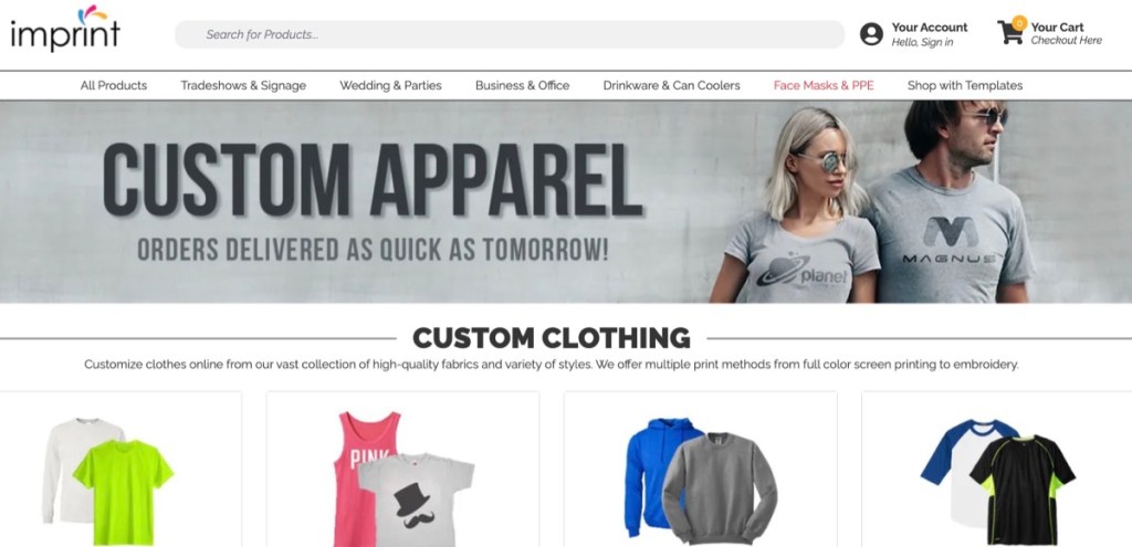 Imprint online custom logo clothing printing company