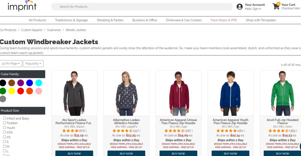 Imprint online custom jacket printing service & company