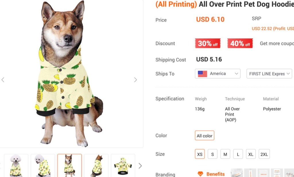 InkedJoy custom pet dog/cat hoodie print-on-demand supplier
