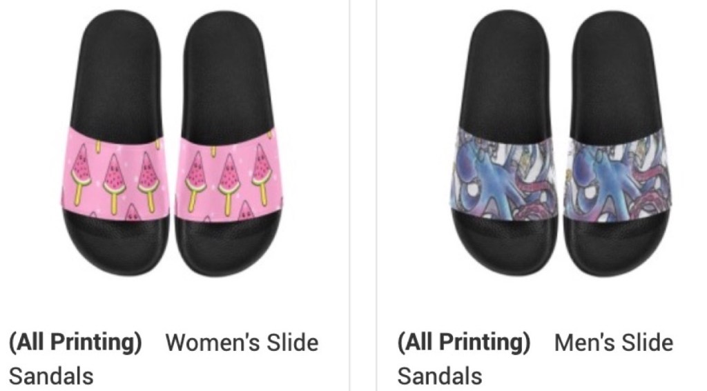 InkedJoy custom slides & sandals print-on-demand supplier