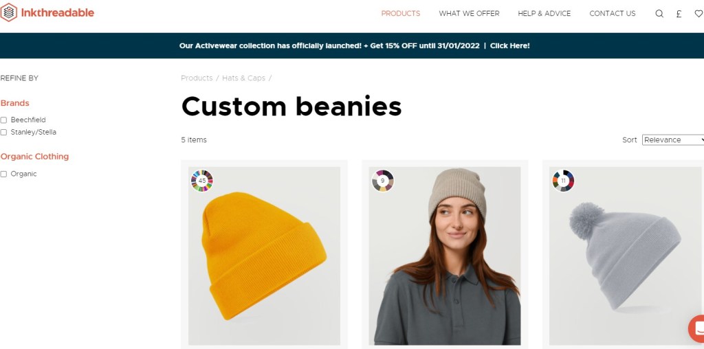 Inkthreadable hat & beanie print-on-demand company