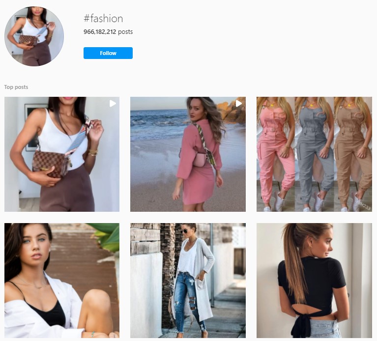 Instagram hashtag results for fashion