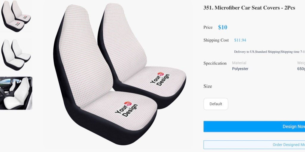 JetPrint custom car seat cover print-on-demand supplier